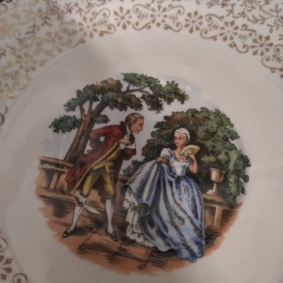 Cronin China Co. Dancing Colonial Couple Saucer Ma - Picture 2 of 3